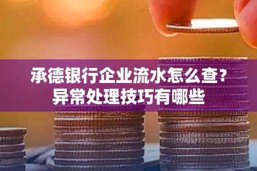 承德银行企业流水怎么查?异常处理技巧有哪些