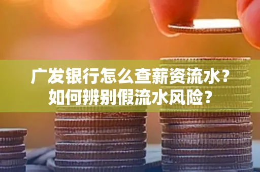 广发银行怎么查薪资流水？如何辨别假流水风险？